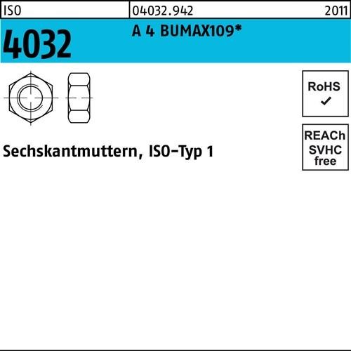 50 Stk. Bufab Sechskantmutter ISO 4032 M10 A 4 BUMAX109 50 Stück 50 Stk. Bufab Sechskantmutter ISO 4032 M10 A 4 BUMAX109 50 Stück von Bufab