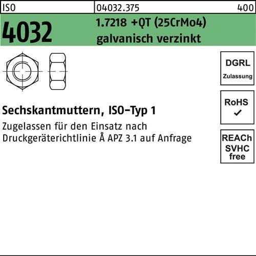 50 Stk. Bufab Sechskantmutter ISO 4032 M27 1.7218 +QT (25CrMo4) galv.verz. 50 von Bufab