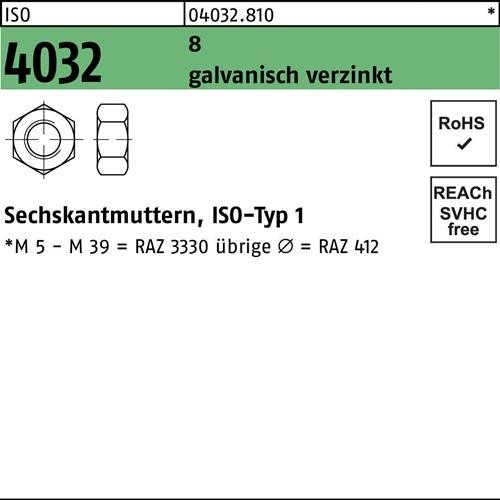 50 Stk. Bufab Sechskantmutter ISO 4032 M27 8 galv.verz. 50 Stück 50 Stk. Bufab Sechskantmutter ISO 4032 M27 8 galv.verz. 50 Stück von Bufab