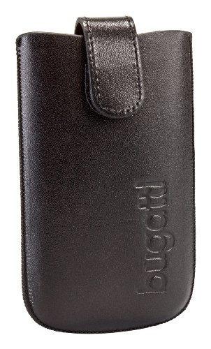 bugatti Echtledertasche für z.B. Apple iPhone 4 / 4S, Samsung Galaxy SIII mini, uvm. - schwarz [Größe: M | Handarbeit | Einfache Entnahme | Gürtelschlaufe | Klettverschluss] von Bugatti