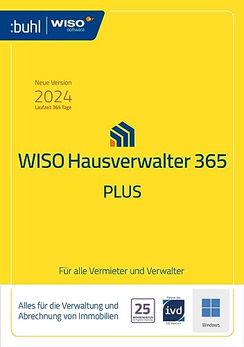 WISO Hausverwalter 365 Plus - Modernes Mieter-Management für bis zu 25 Wohnungen (aktuelle Version 2024) | PC Aktivierungscode per Email von Buhl Data Service