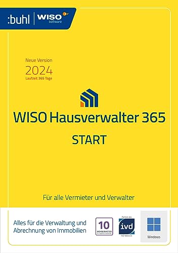 WISO Hausverwalter 365 Start - Modernes Mieter-Management für bis zu 10 Wohnungen (aktuelle Version 2024) | PC Aktivierungscode per Email von Buhl Data Service