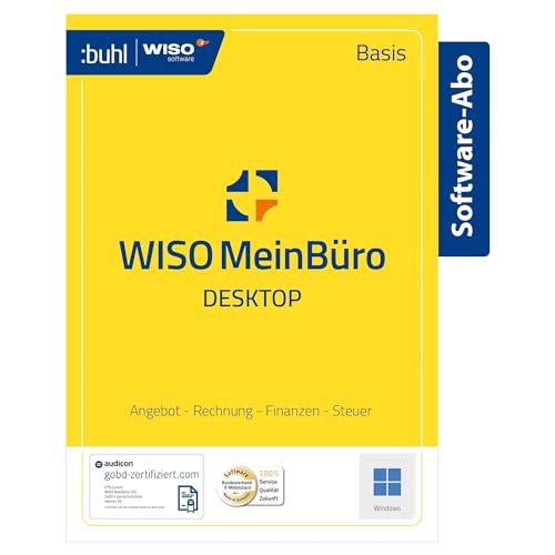 WISO MeinBüro Desktop Basis | Rechnungen schreiben, Buchhaltung erledigen, Auftragsabwicklung u.v.m. | 1-Jahres-Abonnement mit Verlängerung | Aktivierungscode per Email von Buhl Data Service