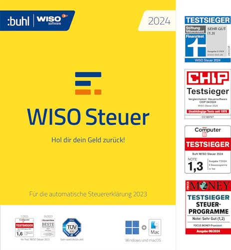 WISO Steuer 2024 (für Steuerjahr 2023), Für Windows, Mac, Smartphones und Tablets, frustfreie Verpackung von Buhl Data Service
