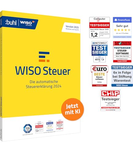 WISO Steuer 2025 (für Steuerjahr 2024) | Für Windows, Mac, Smartphones und Tablets | Standardverpackung von Buhl Data Service