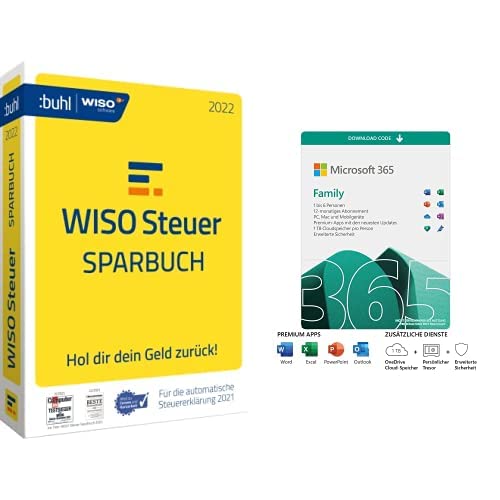 WISO Steuer-Sparbuch 2022 (für Steuerjahr 2021) Box + Microsoft M365 Family | Download von Buhl Data Service