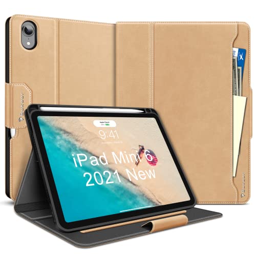 Bukoor Hülle für iPad Mini 6 2021, Hülle iPad Mini 6. Generation 8.3 Zoll, PU Leder Schutzhülle Auto Schlaf/Aufwach, Vielseitiger Ständer Unterstützt Pencil 2 Laden, Gelb von Bukoor