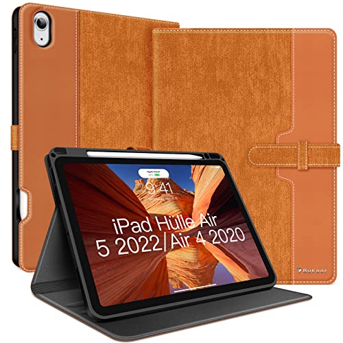Bukoor iPad Air 5 2022 Hülle/iPad Air 4 2020 Hülle, iPad Air Hülle mit Stifthalter 10 9 Zoll PU Leder iPad Air 4/5 Case 4. 5. Generation Magnetische Air Hülle mit Auto Schlafen/Wachen, Braun von Bukoor
