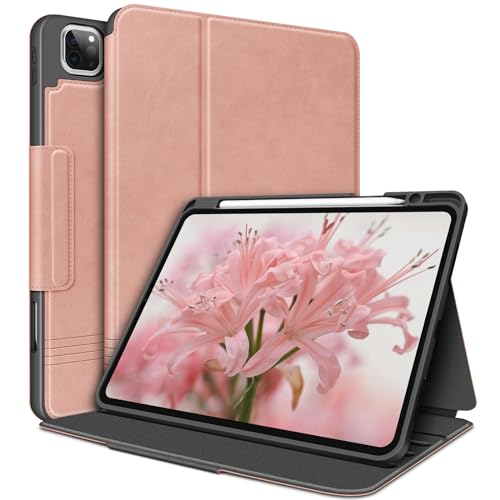 iPad Pro 11 Zoll Hülle 2022/2021/2020/2018 (4./3./2./1. Gen) mit Bleistifthalter PU Leder Case Stoßfeste Smart Cover Auto Schlaf/Aufwach Schutzhülle Vielseitiger Ständer Pencil 2 Kabelloses Laden von Bukoor