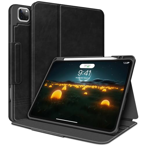 iPad Pro 11 Zoll Hülle 2022/2021/2020/2018 (4./3./2./1. Gen) mit Bleistifthalter PU Leder Case Stoßfeste Smart Cover Auto Schlaf/Aufwach Schutzhülle Vielseitiger Ständer Pencil 2 Kabelloses Laden von Bukoor