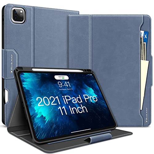 iPad Pro 11 Zoll Hülle 2022/2021/2020/2018 4./3./2./1. Gen PU-Lederhülle mit Bleistifthalter Automatisches Einschlafen/Wecken Magnetverschluss Case Cover Intelligentes Hülle für iPad Pro 11 von Bukoor