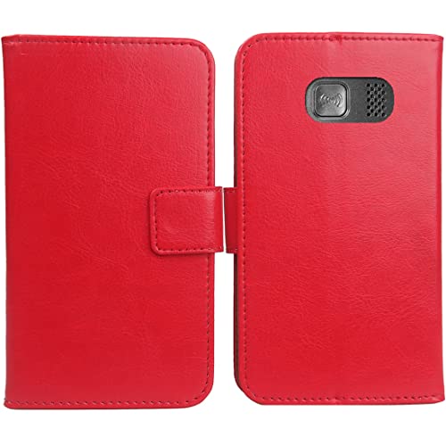 Bulbior PU Leder Tasche Hülle Für Doro Primo 215 1.7" Handy Flip Lederhülle Handyhülle Brieftasche Schutz Case Cover Etui (Rot) von Bulbior