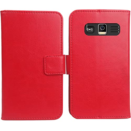 Bulbior PU Leder Tasche Hülle Für Easyfone Prime-A7 4G LTE 2" Handy Flip Lederhülle Handyhülle Brieftasche Schutz Case Cover Etui (Rot) von Bulbior