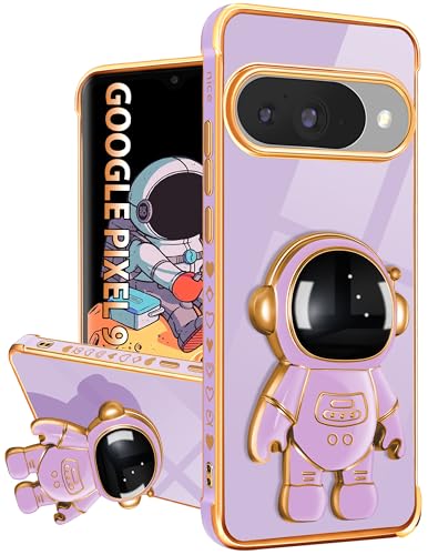 Buleens Schutzhülle für Google Pixel 9 Pro, Pixel 9 – niedliche 6D-Handyhülle, Weltraum-Astronauten-Ständer, versteckter Ständer, einzigartiges Design, hübsche Hüllen für Pixel 9 Pro/9, 16,3 cm (6,3 von Buleens