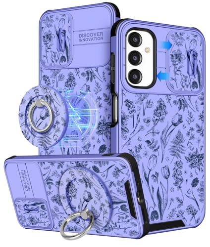 Buleens Schutzhülle für Samsung Galaxy A16 5G – mit Ringständer und Kamera-Abdeckung, ästhetisch, niedlich, entworfen für Frauen und Mädchen, Kawaii-Blumen, Mädchen, für Samsung A16 5G, kompatibel mit von Buleens