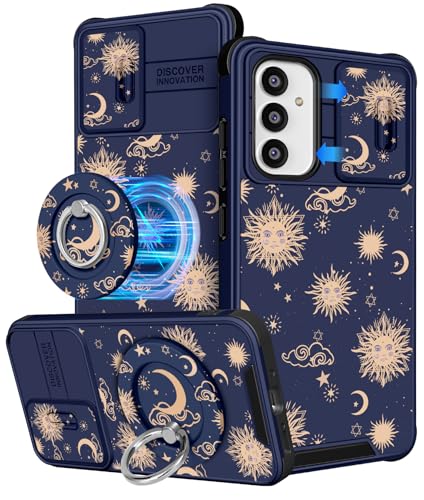 Buleens Schutzhülle für Samsung Galaxy A54 5G, 16,3 cm (6,4 Zoll), mit Ringständer und Kamera-Abdeckung, ästhetisch, niedlich, entworfen für Frauen und Mädchen, Sonne, Mond, Sterne, für Samsung A54 von Buleens