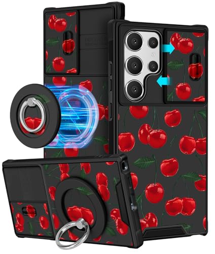 Buleens Schutzhülle für Samsung Galaxy S23 Ultra – mit Ringständer und Kamera-Abdeckung, ästhetisch, niedliches Design, S23 Ultra-Hülle, für Damen und Mädchen, Kawaii-Kirsche, kompatibel mit Magsafe Buleens Schutzhülle für Samsung Galaxy S23 Ultra – mit Ringständer und Kamera-Abdeckung, ästhetisch, niedliches Design, S23 Ultra-Hülle, für Damen und Mädchen, Kawaii-Kirsche, kompatibel mit Magsafe von Buleens