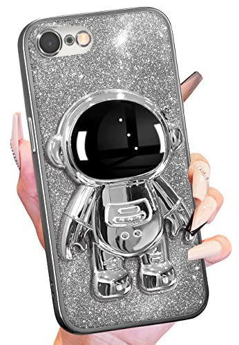 Buleens Schutzhülle für iPhone 6, iPhone 6S, Astronaut, transparente Hüllen mit Glitzerpapier und Raumfahrer-Ständer, Frauen Mädchen, glitzernd, Weltraum-Handyhülle für iPhone 6 6S Hülle Silber Buleens Schutzhülle für iPhone 6, iPhone 6S, Astronaut, transparente Hüllen mit Glitzerpapier und Raumfahrer-Ständer, Frauen Mädchen, glitzernd, Weltraum-Handyhülle für iPhone 6 6S Hülle Silber von Buleens