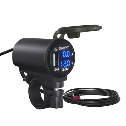 Bumiva 12-V-Motorrad-USB-Voltmeter-Schnellladegerät mit Schalter, Wasserdichte Handy-Steckdose, Moto-Handystecker A Bumiva 12-V-Motorrad-USB-Voltmeter-Schnellladegerät mit Schalter, Wasserdichte Handy-Steckdose, Moto-Handystecker A von Bumiva