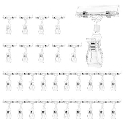 Bumiva 30 Stück Transparente Schilderklammern, Drehbarer -Clip-Schilderhalterständer Aus Kunststoff für die Warenpräsentation, Schilderhalter-Clips Bumiva 30 Stück Transparente Schilderklammern, Drehbarer -Clip-Schilderhalterständer Aus Kunststoff für die Warenpräsentation, Schilderhalter-Clips von Bumiva