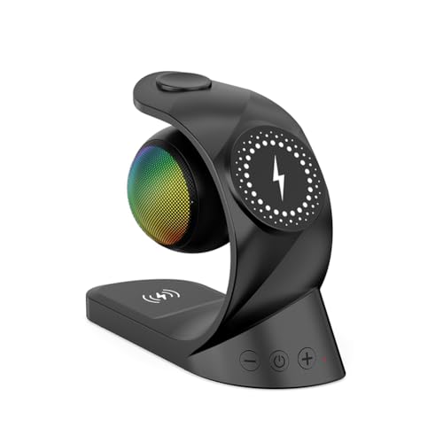 Bumiva 5-in-1-Bluetooth-Lautsprecher, Magnetisches Kabelloses Ladegerät, 15 W, Schnelles Aufladen für Uhren, Kopfhörer für Universelles Mobiltelefon, Schwarz Bumiva 5-in-1-Bluetooth-Lautsprecher, Magnetisches Kabelloses Ladegerät, 15 W, Schnelles Aufladen für Uhren, Kopfhörer für Universelles Mobiltelefon, Schwarz von Bumiva