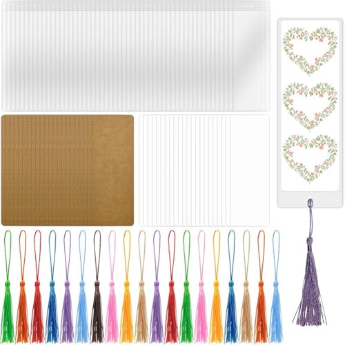 Bumiva 50 Sets zum Basteln Von -Lesezeichen, 50 -Lesezeichen Aus Papier, 50 Lesezeichenquasten, 50 Transparente Lesezeichenhüllen Bumiva 50 Sets zum Basteln Von -Lesezeichen, 50 -Lesezeichen Aus Papier, 50 Lesezeichenquasten, 50 Transparente Lesezeichenhüllen von Bumiva