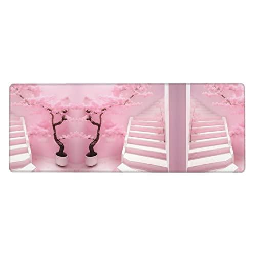 Cherry Blossom White Staircase Große Gummi-Tastaturunterlage – bequem und rutschfest für mühelose Bedienung, verdickte und schmutzabweisende Geschmeidigkeit Cherry Blossom White Staircase Große Gummi-Tastaturunterlage – bequem und rutschfest für mühelose Bedienung, verdickte und schmutzabweisende Geschmeidigkeit von Bunal