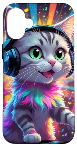 DJ Katze Mädchen Liebt Musik | Katzen Party Mit Kopfhörer Hülle für iPhone 16 Plus DJ Katze Mädchen Liebt Musik | Katzen Party Mit Kopfhörer Hülle für iPhone 16 Plus von Bunte DJ Katze Eyecatcher mit Party-Vibes