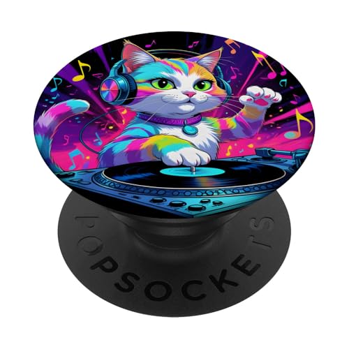 DJ Katze Mädchen Liebt Musik | Katzen Party Mit Kopfhörer PopSockets Klebender PopGrip DJ Katze Mädchen Liebt Musik | Katzen Party Mit Kopfhörer PopSockets Klebender PopGrip von Bunte DJ Katze Eyecatcher mit Party-Vibes