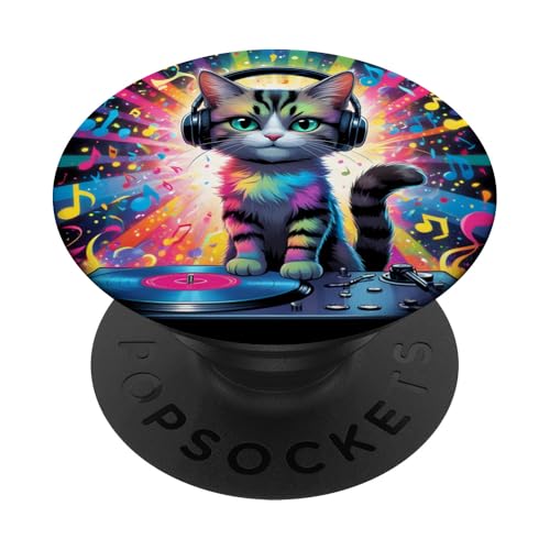 DJ Katze Mädchen Liebt Musik | Katzen Party Mit Kopfhörer PopSockets Klebender PopGrip DJ Katze Mädchen Liebt Musik | Katzen Party Mit Kopfhörer PopSockets Klebender PopGrip von Bunte DJ Katze Eyecatcher mit Party-Vibes