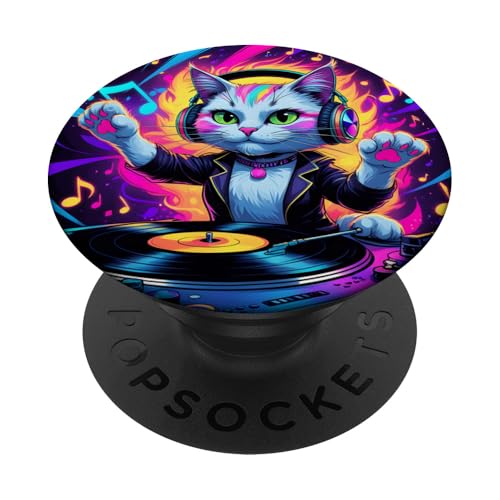 DJ Katze Mädchen Liebt Musik | Katzen Party Mit Kopfhörer PopSockets Klebender PopGrip DJ Katze Mädchen Liebt Musik | Katzen Party Mit Kopfhörer PopSockets Klebender PopGrip von Bunte DJ Katze Eyecatcher mit Party-Vibes