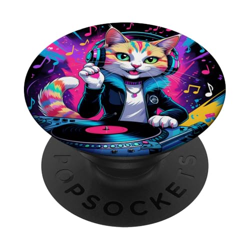 DJ Katzen Mädchen Liebt Musik | Party Katze Mit Kopfhörer PopSockets Klebender PopGrip DJ Katzen Mädchen Liebt Musik | Party Katze Mit Kopfhörer PopSockets Klebender PopGrip von Bunte DJ Katze Eyecatcher mit Party-Vibes