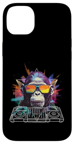 Buntes DJ Mischpult Motiv mit Gorilla & Sonnenbrille Hülle für iPhone 14 Plus von Bunte DJ Techno Tiere