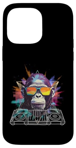 Buntes DJ Mischpult Motiv mit Gorilla & Sonnenbrille Hülle für iPhone 14 Pro Max von Bunte DJ Techno Tiere