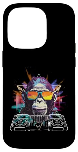 Buntes DJ Mischpult Motiv mit Gorilla & Sonnenbrille Hülle für iPhone 14 Pro von Bunte DJ Techno Tiere
