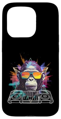 Buntes DJ Mischpult Motiv mit Gorilla & Sonnenbrille Hülle für iPhone 15 Pro von Bunte DJ Techno Tiere