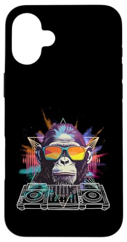Buntes DJ Mischpult Motiv mit Gorilla & Sonnenbrille Hülle für iPhone 16 Plus von Bunte DJ Techno Tiere