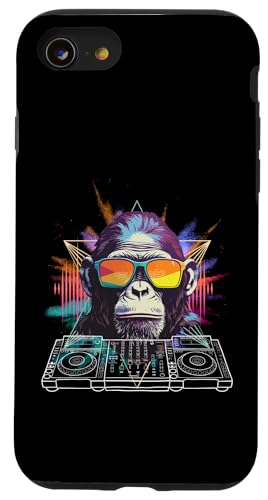 Buntes DJ Mischpult Motiv mit Gorilla & Sonnenbrille Hülle für iPhone SE (2020) / 7 / 8 von Bunte DJ Techno Tiere
