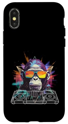 Buntes DJ Mischpult Motiv mit Gorilla & Sonnenbrille Hülle für iPhone X/XS von Bunte DJ Techno Tiere