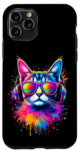 Bunte Katze Mit Kopfhörern Hülle für iPhone 11 Pro von Bunte Katze Mit Kopfhörern Designs