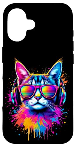 Bunte Katze Mit Kopfhörern Hülle für iPhone 16 Bunte Katze Mit Kopfhörern Hülle für iPhone 16 von Bunte Katze Mit Kopfhörern Designs