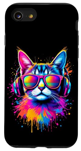 Bunte Katze Mit Kopfhörern Hülle für iPhone SE (2020) / 7 / 8 von Bunte Katze Mit Kopfhörern Designs