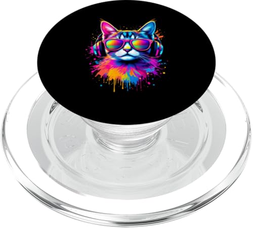 Bunte Katze Mit Kopfhörern PopSockets PopGrip für MagSafe Bunte Katze Mit Kopfhörern PopSockets PopGrip für MagSafe von Bunte Katze Mit Kopfhörern Designs