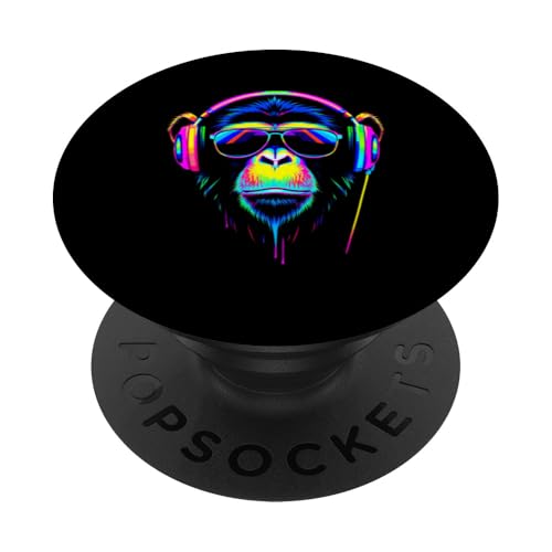 Bunter Affe Kopfhörer PopSockets Klebender PopGrip Bunter Affe Kopfhörer PopSockets Klebender PopGrip von Bunter Affe Kopfhörer Designs