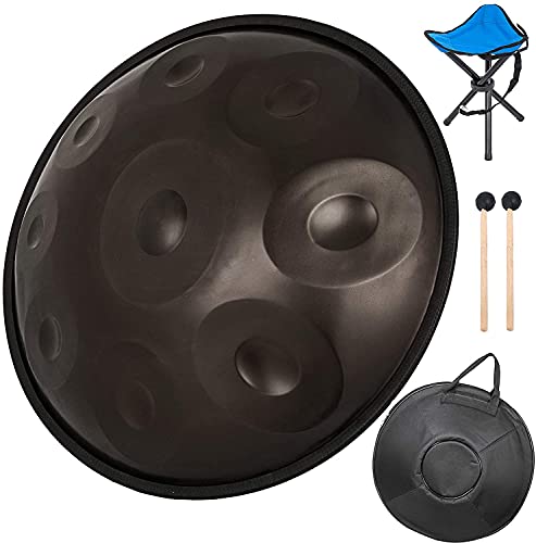BuoQua Brown Harmonic Handpan Drum Hand pan In D Moll 9 Notes 22 Inch Steel Hand Drum with Soft Hand Pan Bag Hand Pan Drum von BuoQua