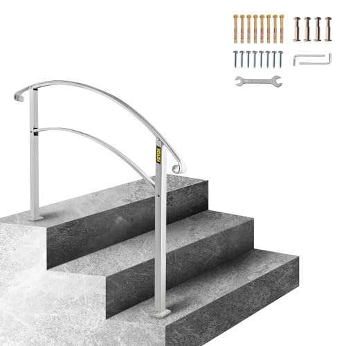 BuoQua Treppengeländer Geländer Handlauf für Treppen geeignet für Garten, Wohngebäude (3 Stufen, weiß) von BuoQua