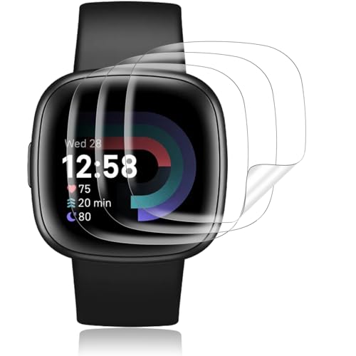 Buoluoioir 3 Stück Schutzfolie für Fitbit Versa 4 Displayschutz, TPU HD Klar Displayfolie Premium Qualität Weich, Volle Abdeckung Blasenfrei Anti-Staub für Fitbit Versa 4 Flexible Folie von Buoluoioir