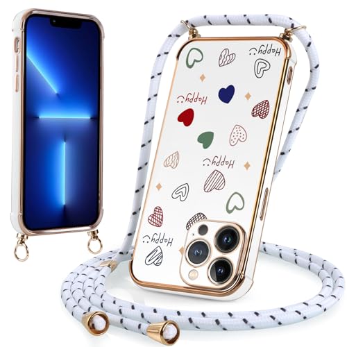 Buoluoioir Handykette Hülle Kompatibel mit Apple iPhone 13 Pro 6.1" Hülle mit Band, Schlüsselband Kette zum Umhängen Handyhülle mit Band Schutzhülle, Einstellbar und Abnehmbar (Liebe) von Buoluoioir