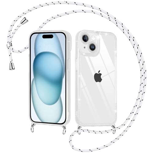 Buoluoioir Handykette für Apple iPhone 15 6.1" Hülle mit Band, Glänzende Handyhülle Case mit Kette Umhängen Kordel Necklace Schutzhülle Transparent TPU Silikon Bumper - Weiß Buoluoioir Handykette für Apple iPhone 15 6.1" Hülle mit Band, Glänzende Handyhülle Case mit Kette Umhängen Kordel Necklace Schutzhülle Transparent TPU Silikon Bumper - Weiß von Buoluoioir
