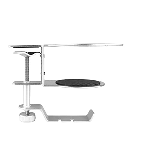 Buqpow Praktischer 2-In-1-Headset-StäNder 360° Drehbarer KopfhöRer-GeträNkehalter Wandhakenhalterung KopfhöRer-StäNder Display,Silber von Buqpow